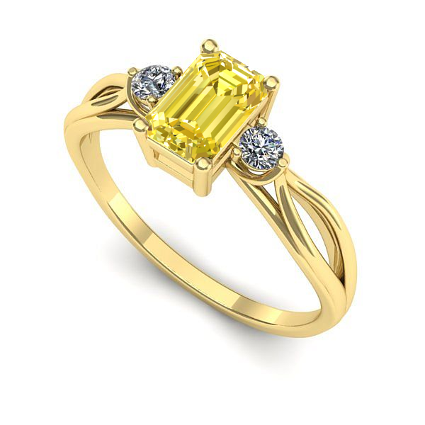 Inel de logodna din aur galben cu safir galben