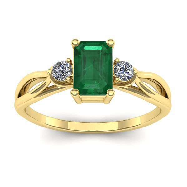 Inel de logodna cu smarald dreptunghiular