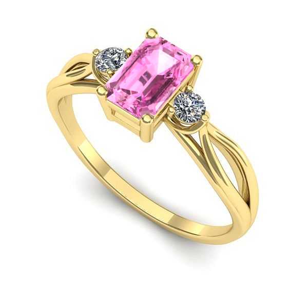 Inel de logodna din aur galben cu safir roz