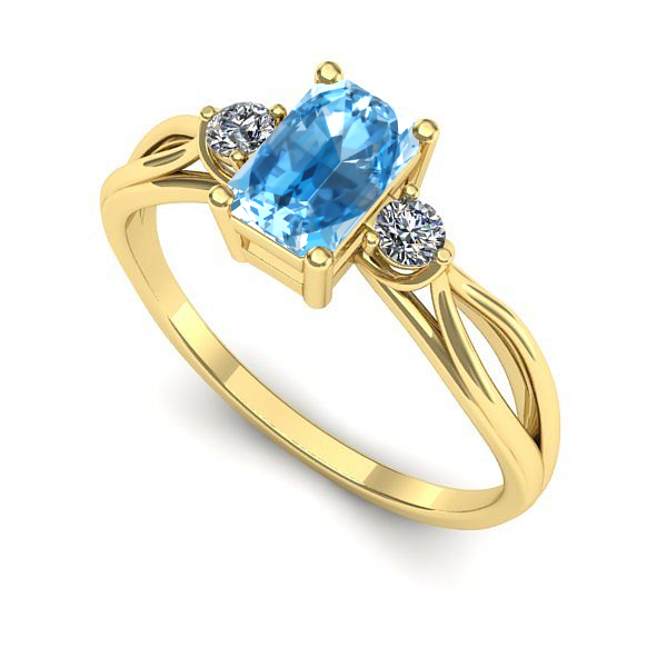 Inel de logodna din aur galben cu topaz blue