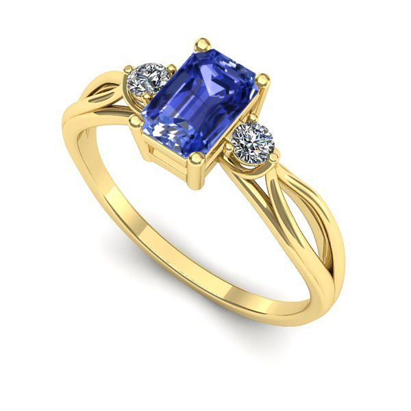 Inel de logodna din aur galben cu tanzanit