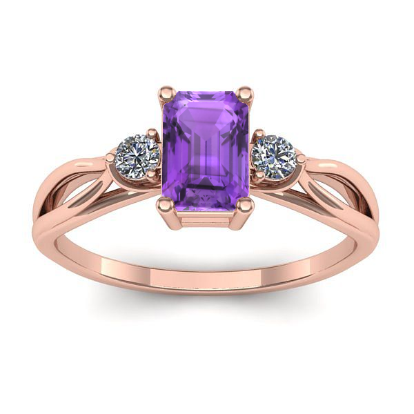 Inel logodna cu ametist dreptunghiular