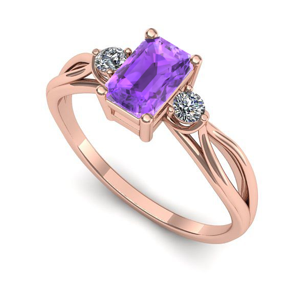 Inel din aur roz cu ametist