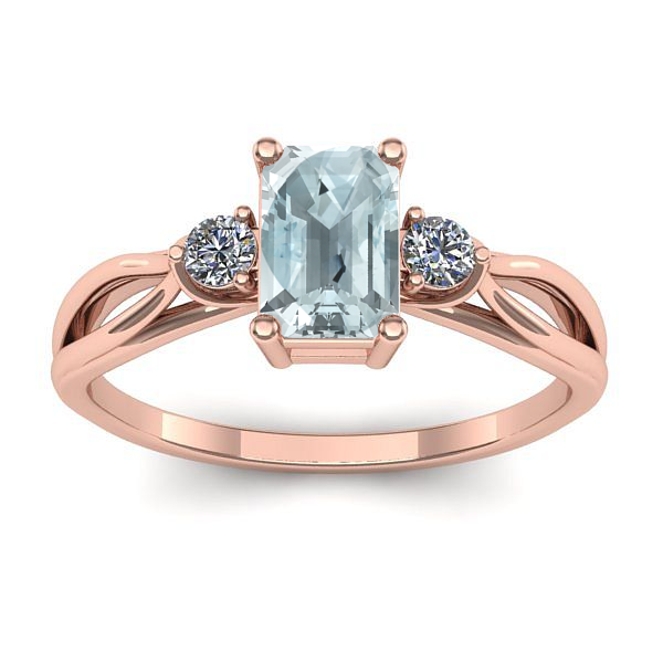 Inel cu aquamarin dreptunghiular