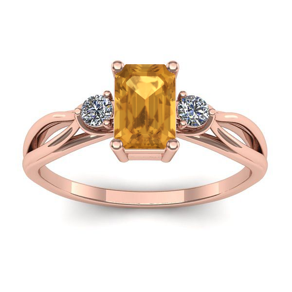 Inel logodna cu citrin dreptunghiular