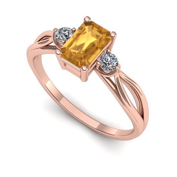 Inel din aur roz cu citrin