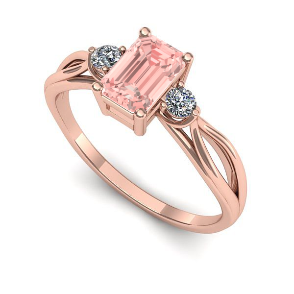 Inel de logodna din aur roz cu diamant de laborator roz