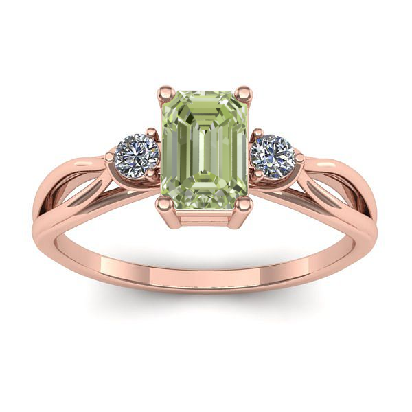 Inel de logodna cu diamant de laborator verde dreptunghiular