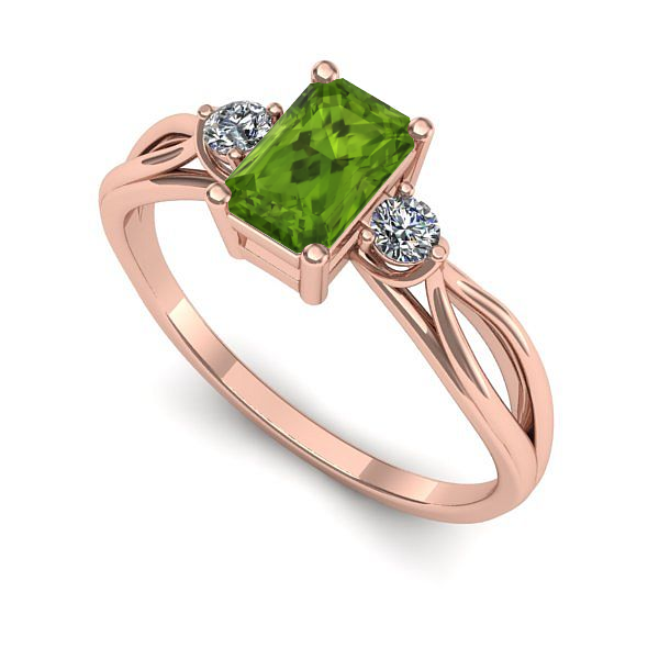 Inel logodna din aur roz cu peridot