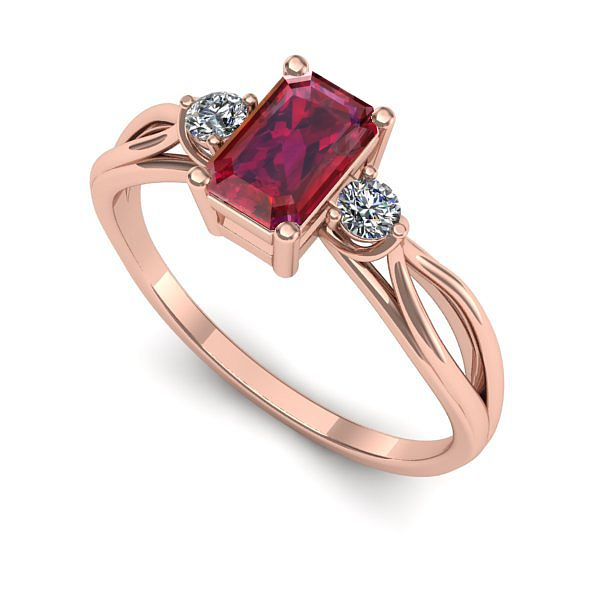 Inel de logodna din aur roz cu rubin