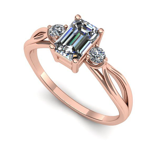 Inel logodna din aur roz cu safir alb