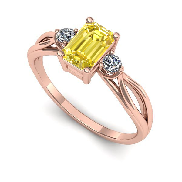 Inel de logodna din aur roz cu safir galben