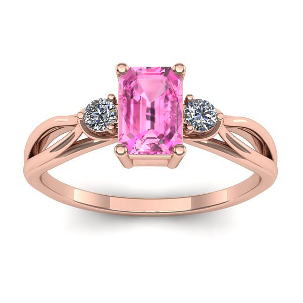 Inel de logodna cu safir roz dreptunghiular