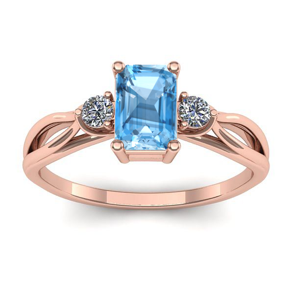 Inel logodna cu topaz blue dreptunghiular