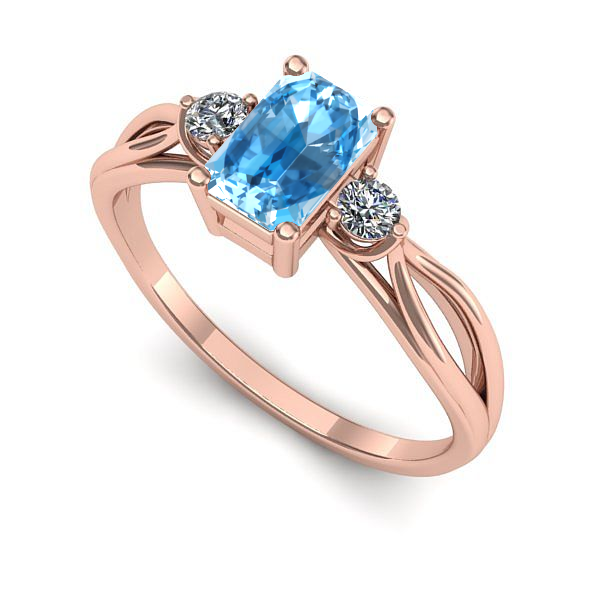 Inel din aur roz cu topaz blue