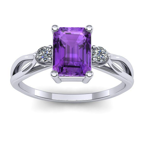 Inel logodna cu ametist dreptunghiular