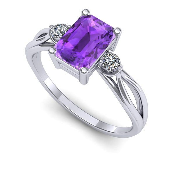 Inel din aur alb cu ametist