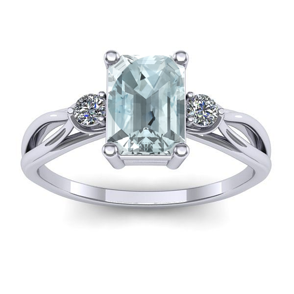 Inel cu aquamarin dreptunghiular