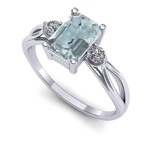 Inel de logodna din aur alb cu aquamarin
