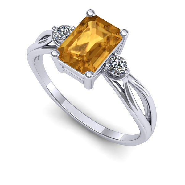 Inel logodna din aur alb cu citrin