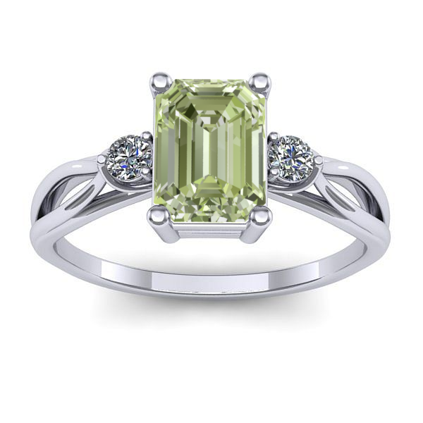 Inel cu diamant de laborator verde dreptunghiular