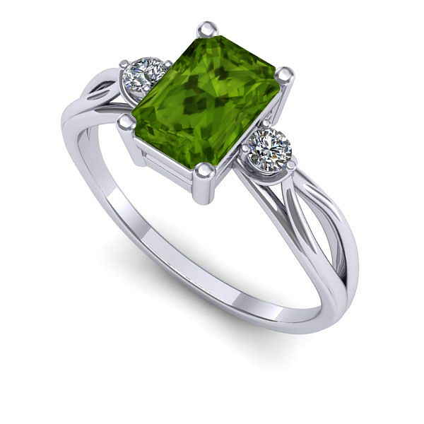 Inel din aur alb cu peridot