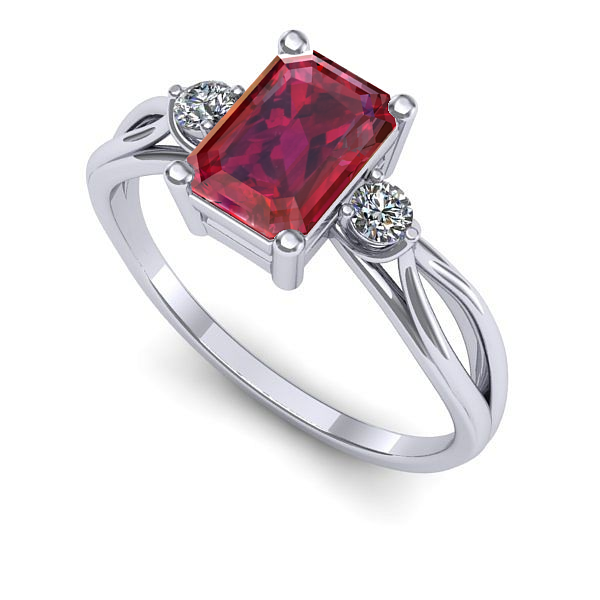 Inel din aur alb cu rubin