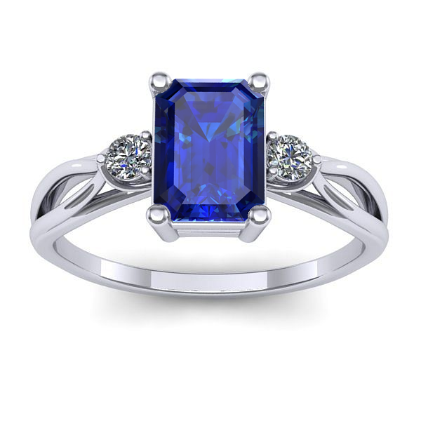 Inel logodna cu safir dreptunghiular