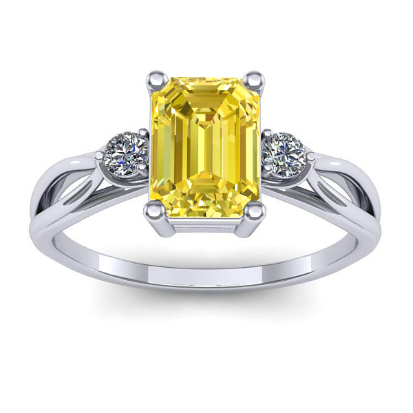 Inel logodna cu safir galben dreptunghiular