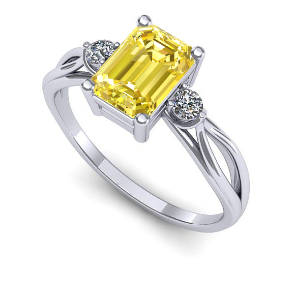 Inel din aur alb cu safir galben