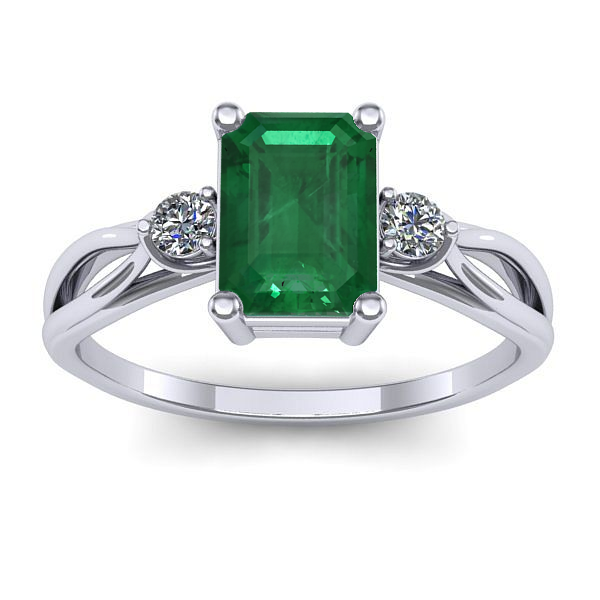 Inel logodna cu smarald dreptunghiular