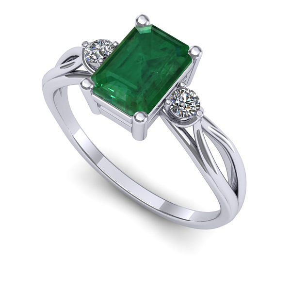 Inel de logodna din aur alb cu smarald