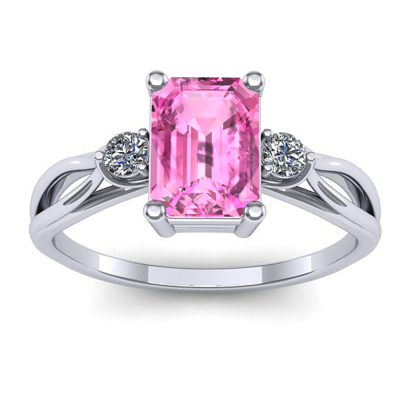 Inel logodna cu safir roz dreptunghiular