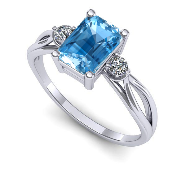 Inel logodna din aur alb cu topaz blue