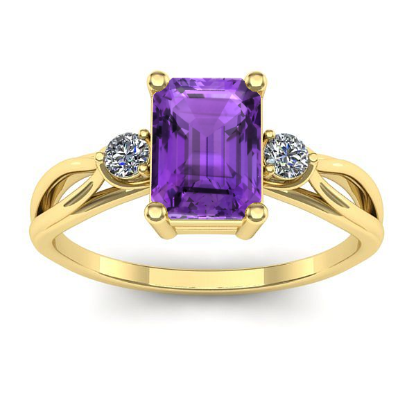 Inel de logodna cu ametist dreptunghiular