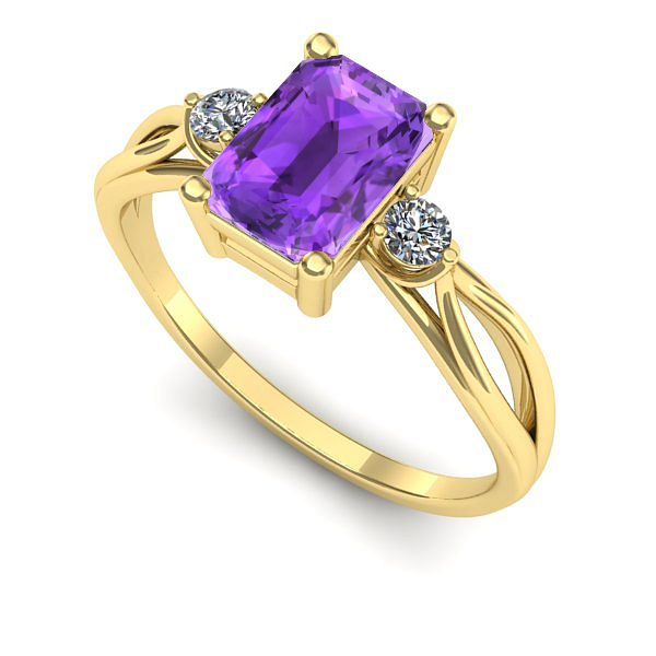Inel de logodna din aur galben cu ametist