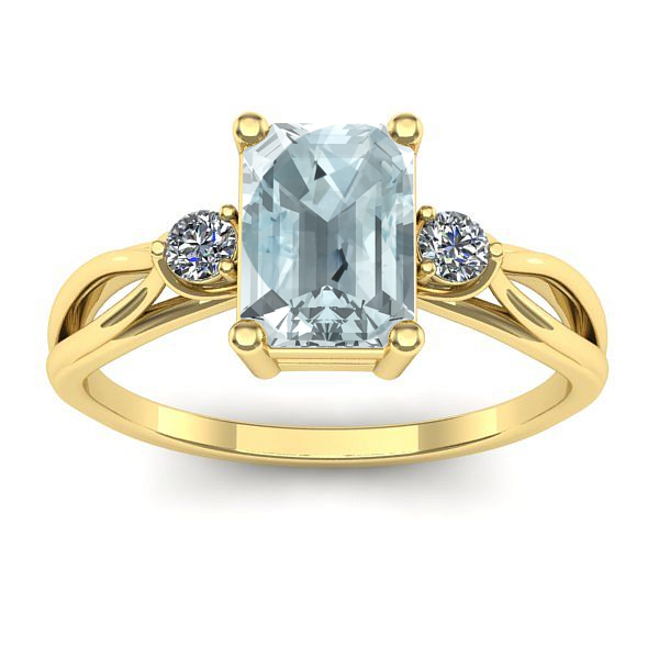 Inel de logodna cu aquamarin dreptunghiular
