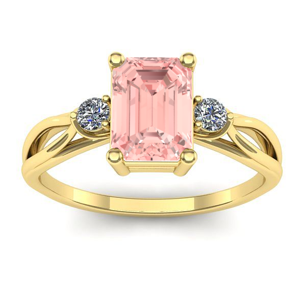 Inel cu diamant de laborator roz dreptunghiular