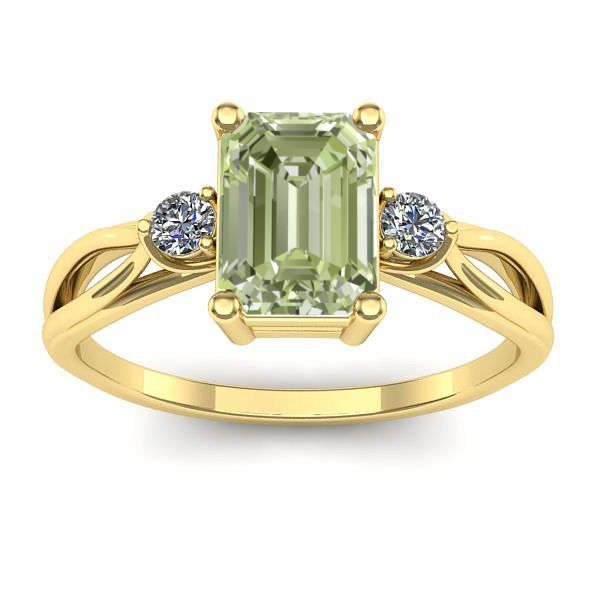Inel logodna cu diamant de laborator verde dreptunghiular