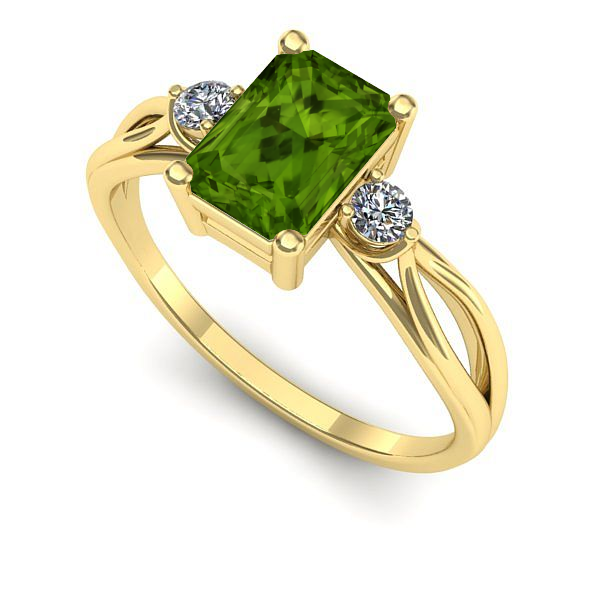 Inel logodna din aur galben cu peridot