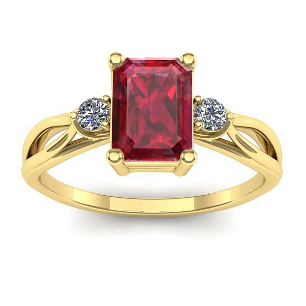 Inel cu rubin dreptunghiular