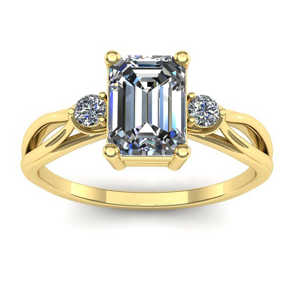 Inel cu diamant de laborator dreptunghiular