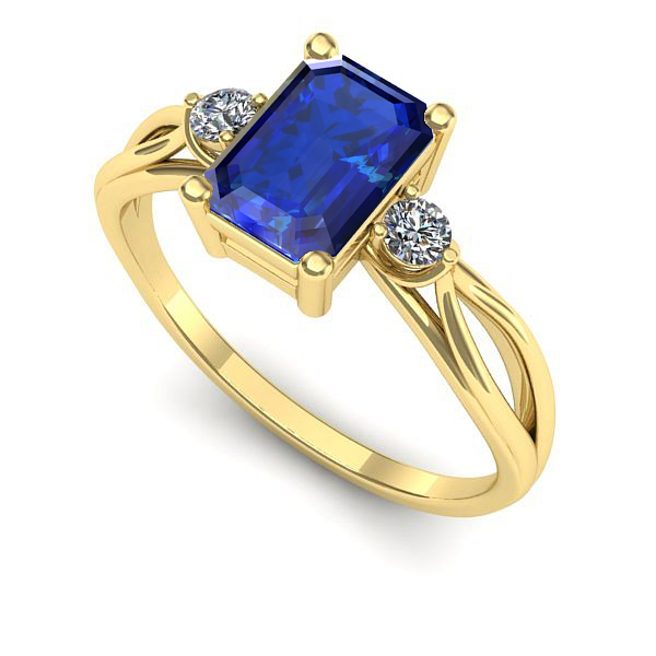 Inel logodna din aur galben cu safir