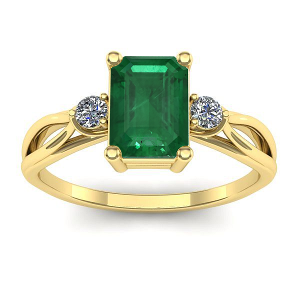 Inel logodna cu smarald dreptunghiular