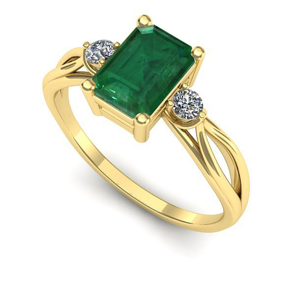 Inel logodna din aur galben cu smarald