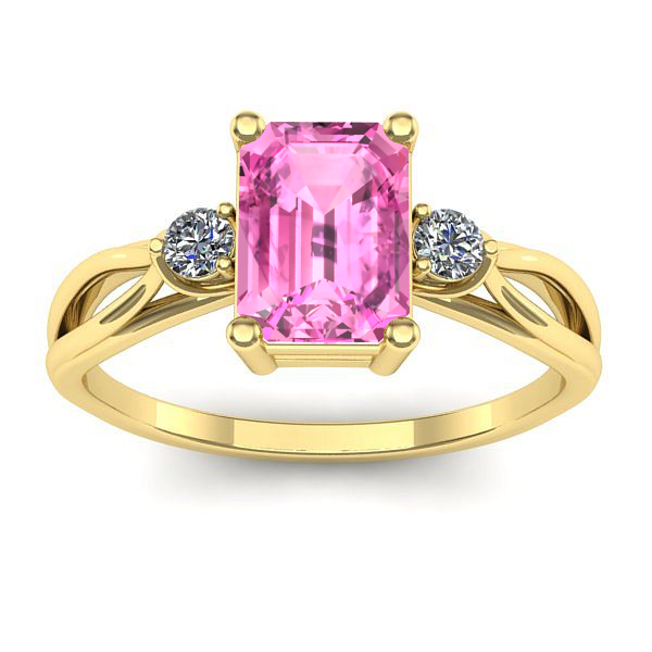 Inel cu safir roz dreptunghiular