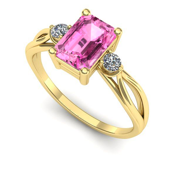 Inel de logodna din aur galben cu safir roz