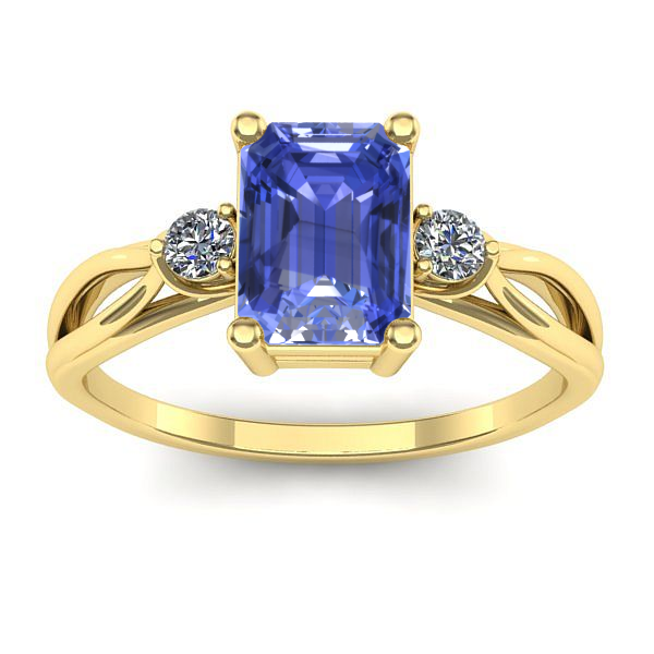 Inel logodna cu tanzanit dreptunghiular