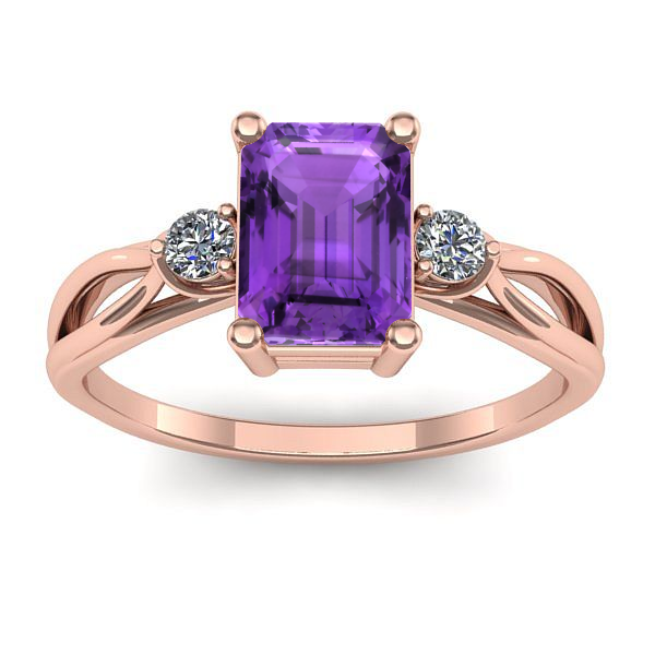 Inel de logodna cu ametist dreptunghiular