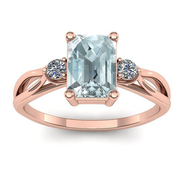 Inel logodna cu aquamarin dreptunghiular